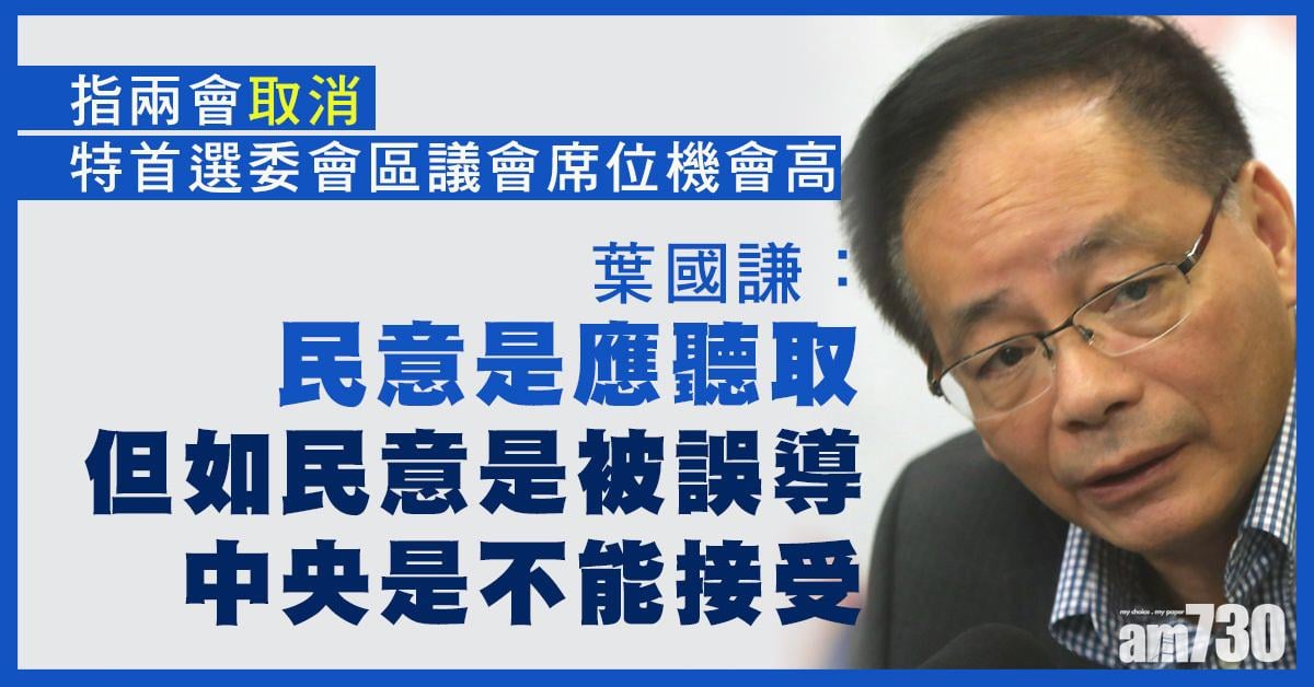 葉國謙：兩會取消特首選委會區議會席位機會高