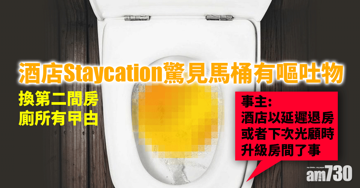 網上熱話｜酒店Staycation驚見馬桶有嘔吐物　換第二間房廁所有曱甴