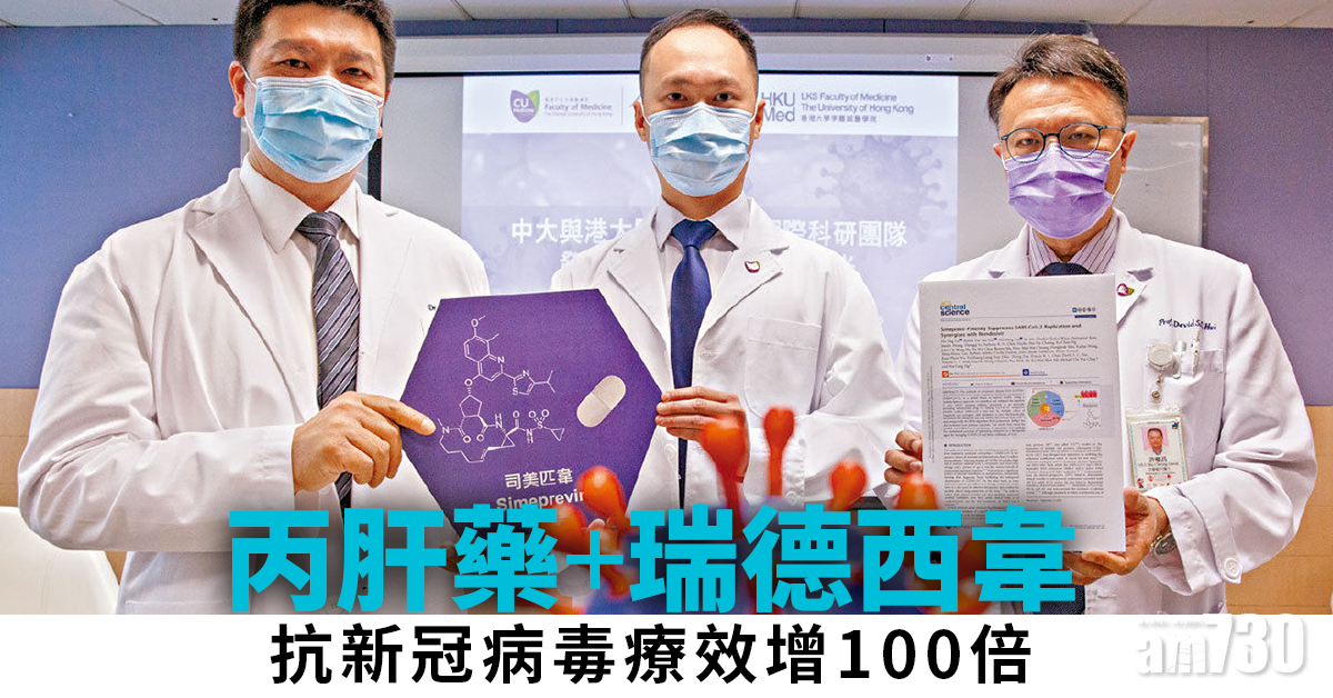 協同效應 中大港大研丙肝藥抗新冠病毒 混合瑞德西韋療效增逾百倍