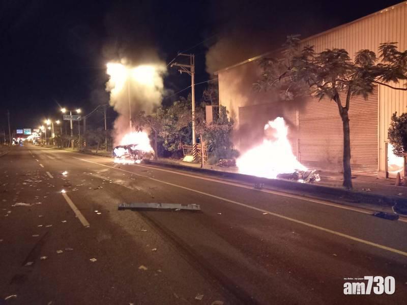 台南麥拿侖超跑追撞七人車瞬間爆炸 3人燒成焦屍