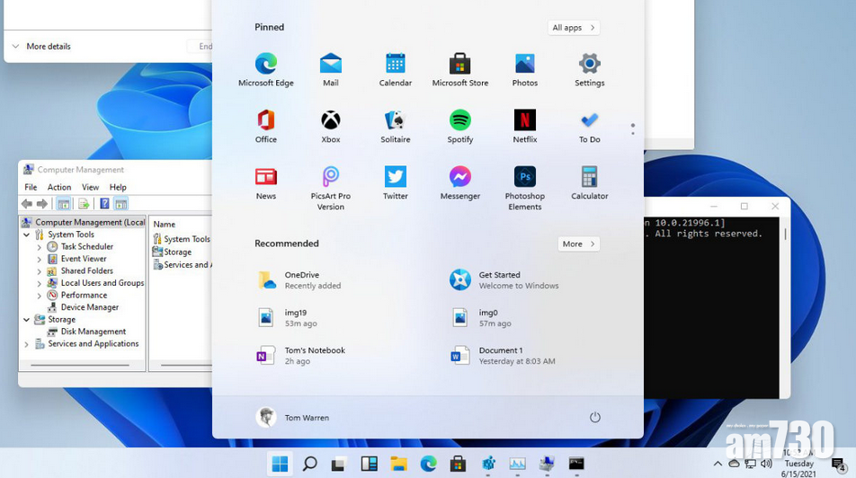 Windows 11畫面曝光 圓角視窗、開始功能表工作列置中