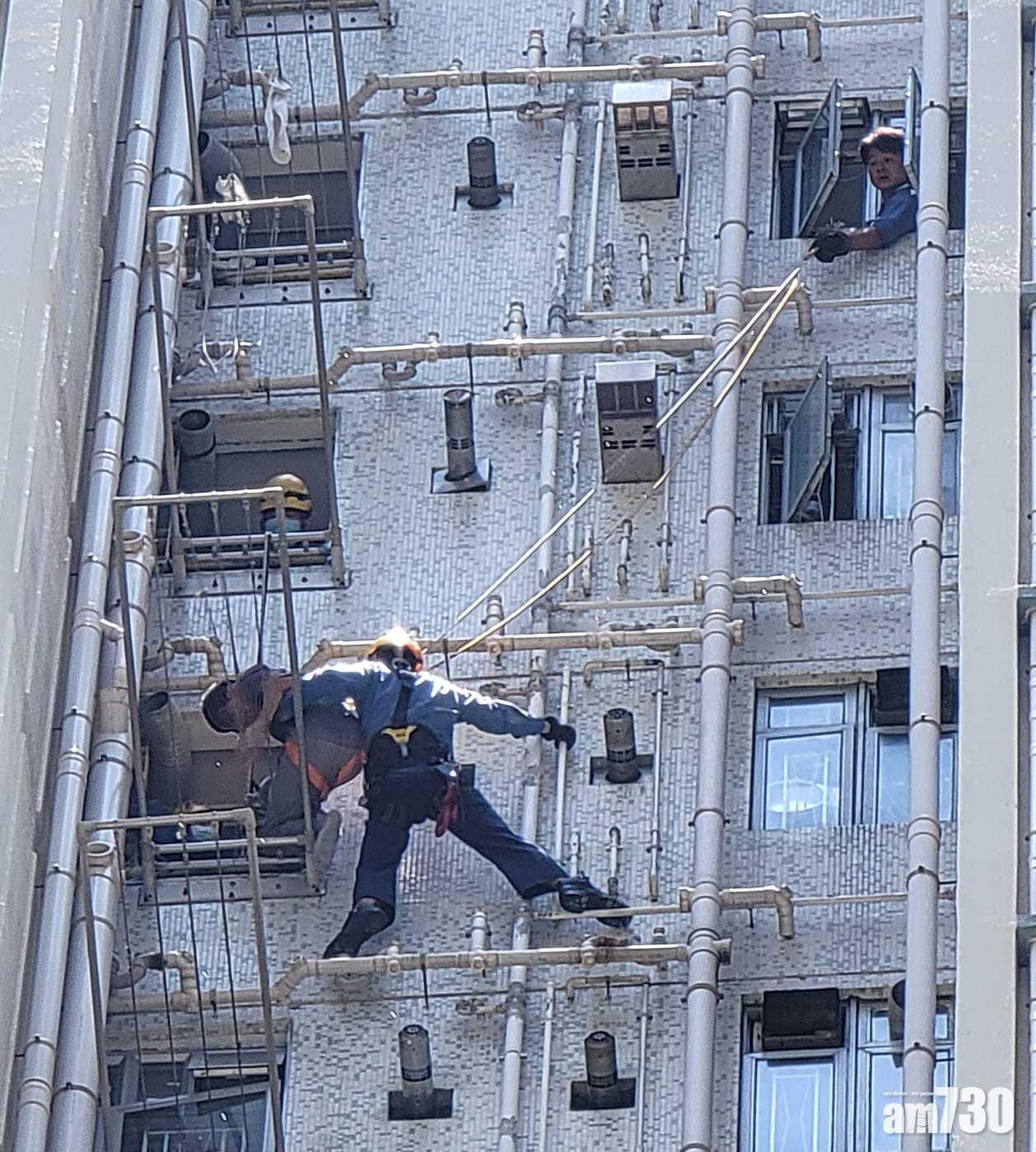 海麗邨男子企跳　消防游繩成功營救