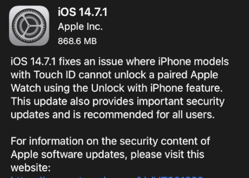 Apple推出ios及iPadOS新更新 涉Touch ID解鎖Apple Watch及保安項目