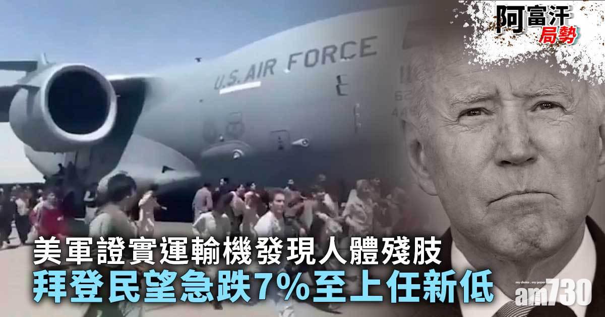 阿富汗局勢｜美軍運輸機發現人體殘肢  拜登民望跌至新低