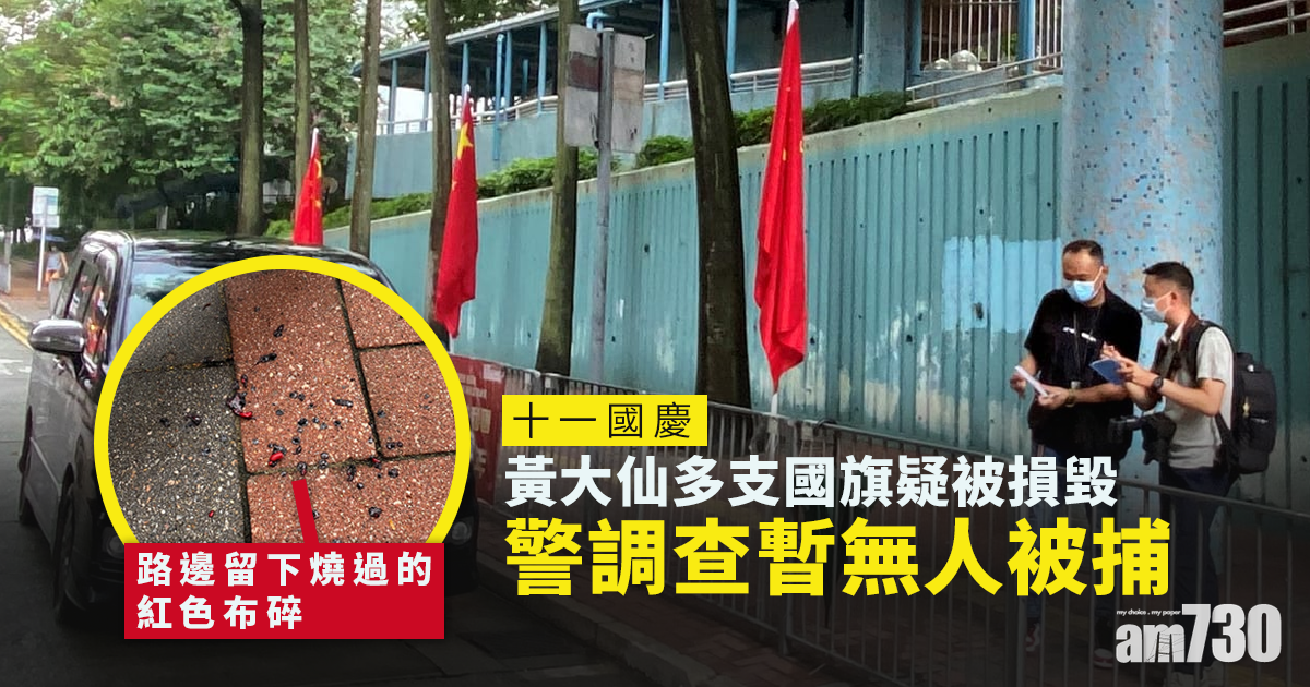 十一國慶｜黃大仙多支國旗疑被損毀　警調查暫無人被捕