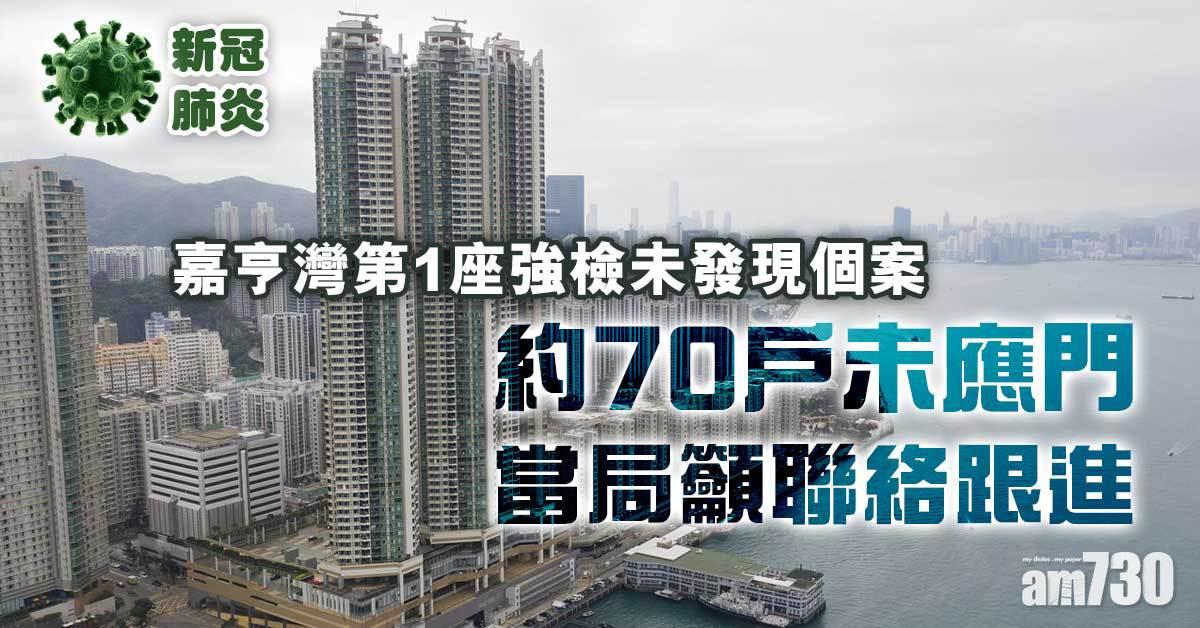 封區檢測｜嘉亨灣第1座強檢未發現個案　約70戶未應門當局籲聯絡跟進