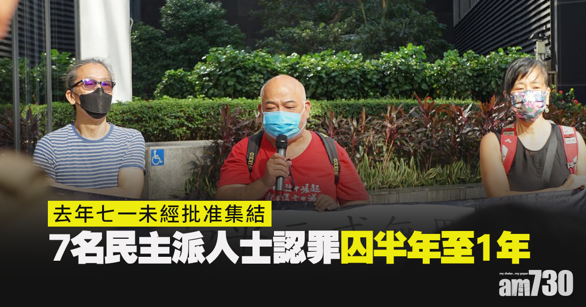 去年七一未經批准集結　7名民主派人士認罪囚半年至1年