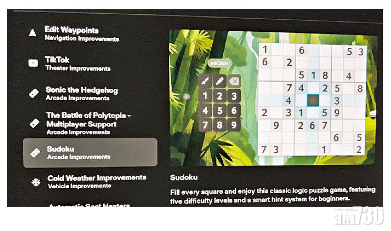 Tesla節日更新 中控台睇《TikTok》玩《超音鼠》