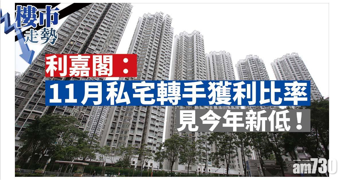 樓市走勢｜利嘉閣：11月私宅轉手獲利比率 見辣招後新低！