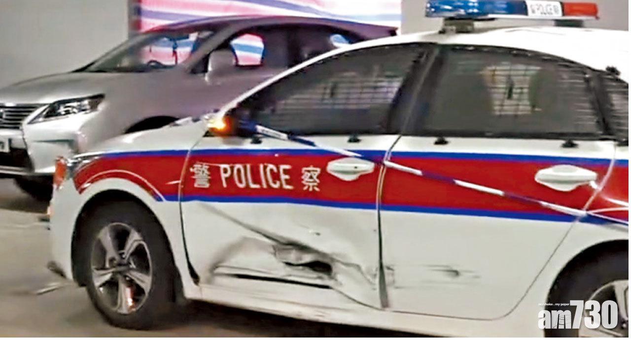 無掛車牌私家車遇截查  司機撞警車逃脫 警員擎槍戒備