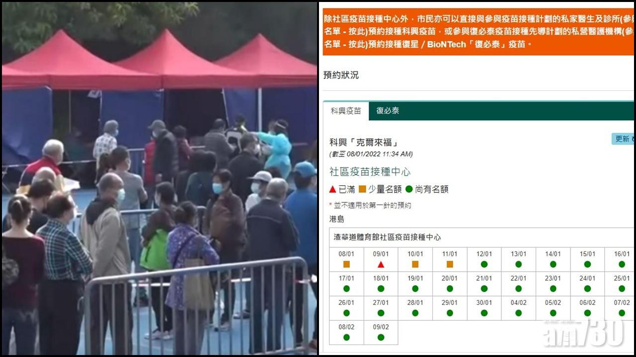 Omicron｜政府疫苗網上預約系統開放多一周名額  維園設大型流動採樣站