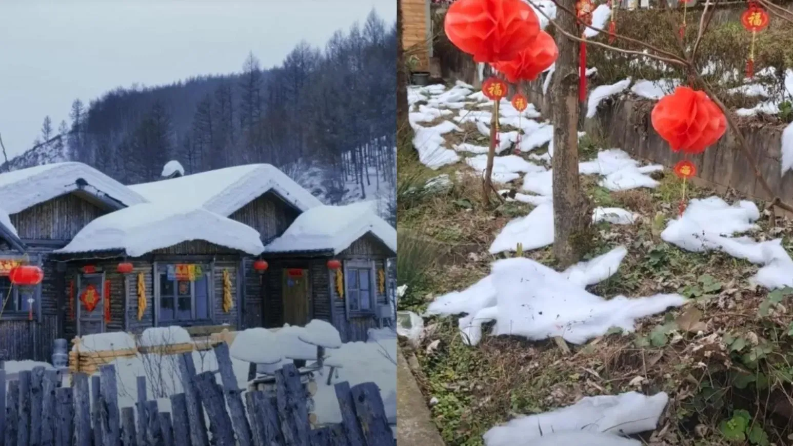 成都雪村造假 　番梘泡扮降雪 棉花鋪屋頂 景區道歉