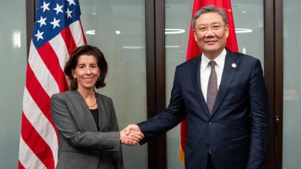 商務部部長王文濤與美國商務部長雷蒙多周二舉行通話。（商務部網站圖片）