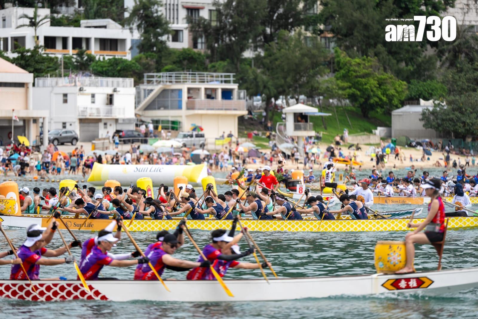 端午節2024｜赤柱龍舟國際賽氣氛熱烈 打扮「Barbie芭比」龍舟隊吸引觀眾目光（林靄怡攝）