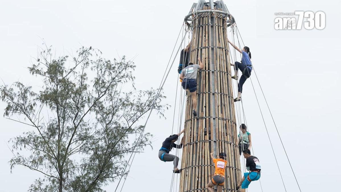 康文署今日舉行攀爬包山及防墮安全訓練。(蘇文傑攝)