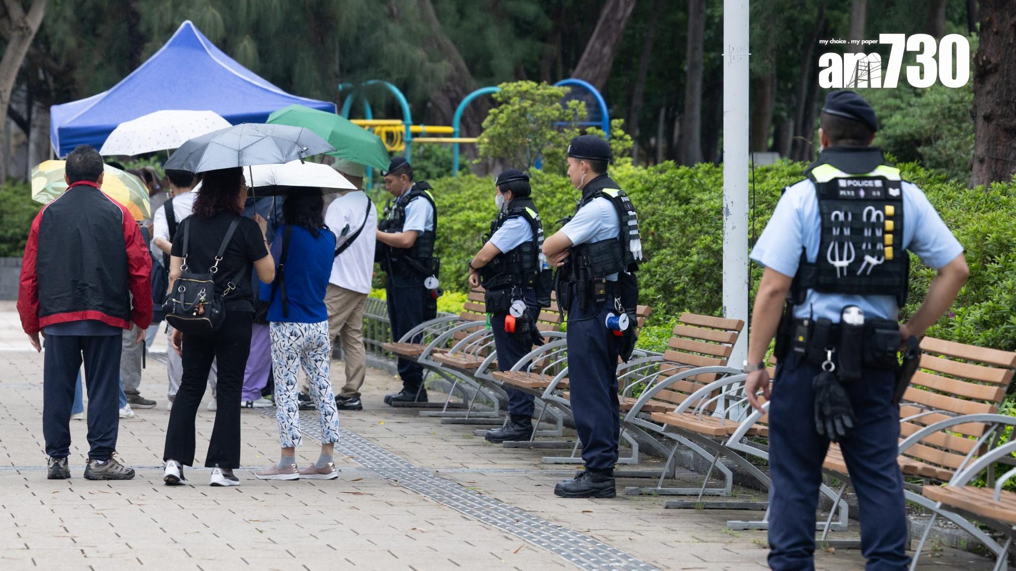 六四36周年，警方在維園加強佈防（蘇文傑攝）