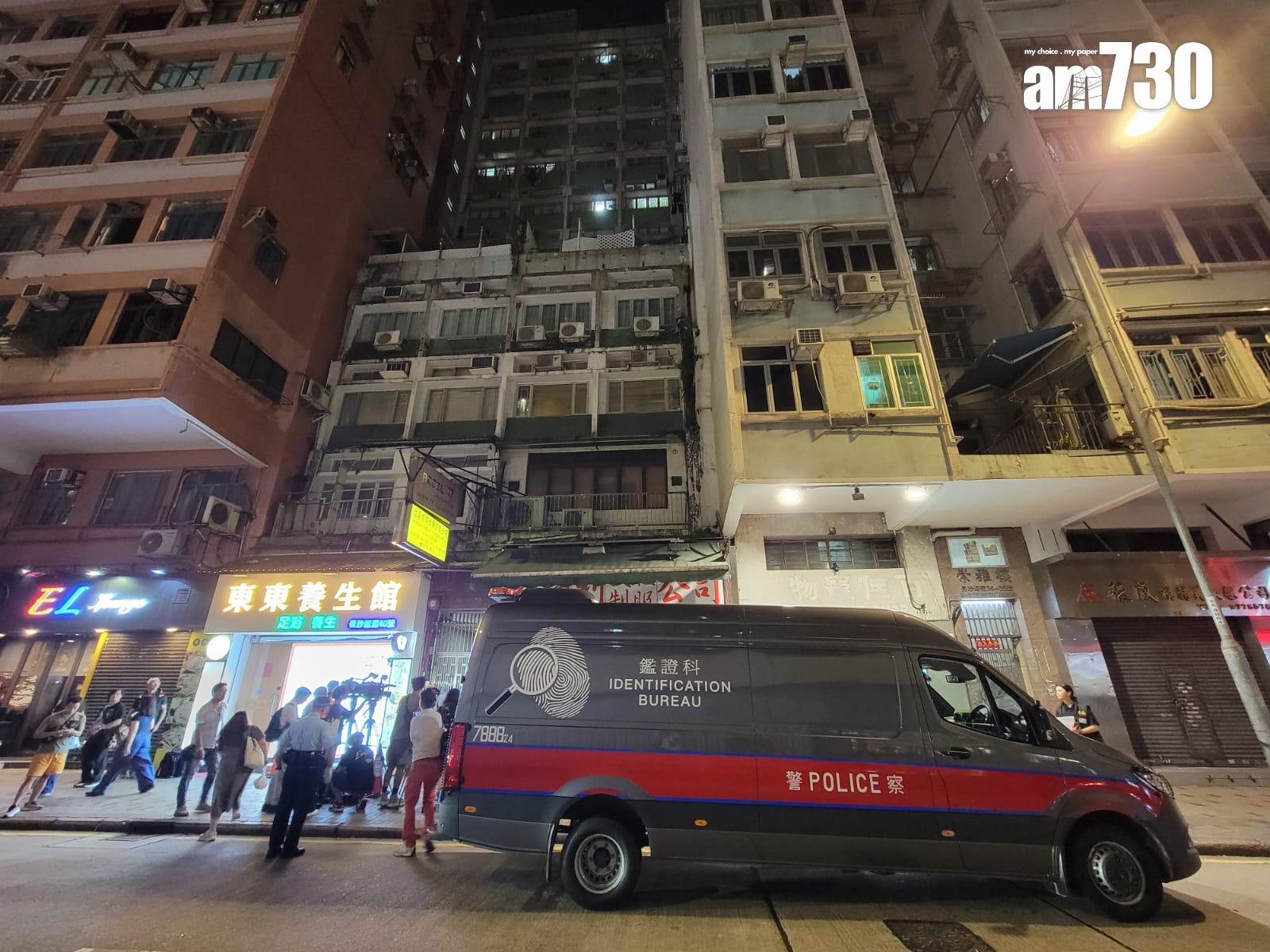 深水埗長沙灣道雙屍案。警方初步調查相信兩名死者是一對母子，85歲女死者的女兒涉嫌謀殺被捕。 (鍾式明攝)