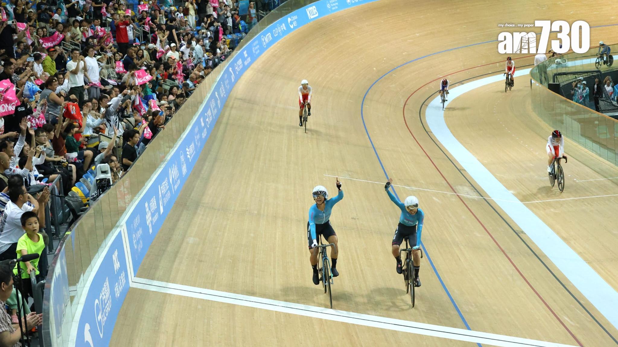 李思穎夥拍梁穎儀奪金。(林俊源攝)